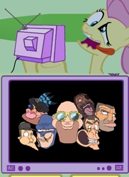 Size: 559x767 | Tagged: safe, artist:lecreator, fluttershy, pegasus, pony, demoman, derp, engineer, exploitable meme, faic, fuck shit sound.video, heavy, medic, meme, obligatory pony, scout, soldier, spy, stu pidface, stu pidface's flatulent extravaganza.egg, team fortress 2, tv meme, wat, youtube link