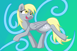 Size: 1024x686 | Tagged: safe, artist:blues4th, derpy hooves, pony, background pony, cute, silly, silly pony, solo