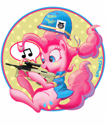 Size: 2079x2488 | Tagged: safe, artist:php60, pinkie pie, earth pony, pony, aug, gun, helmet, rifle, solo, steyr aug