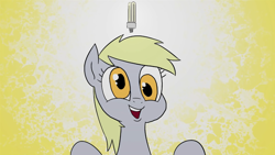 Size: 1366x768 | Tagged: safe, artist:doublewbrothers, screencap, derpy hooves, pegasus, pony, animated at source, creative solution, female, fluorescent, happy, idea, lightbulb, mare, open mouth, solo