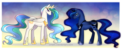 Size: 5027x2023 | Tagged: safe, artist:drieth, princess celestia, princess luna, alicorn, pony, duo, duo female, female, mare