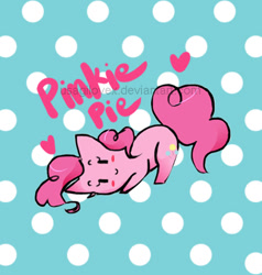 Size: 463x486 | Tagged: safe, artist:usagilovex, pinkie pie, earth pony, pony, blush sticker, blushing, chibi, cute, diapinkes, looking at you, solo