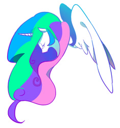 Size: 800x850 | Tagged: safe, artist:tsukimei99, princess celestia, alicorn, pony, female, horn, mare, multicolored mane, pixiv, solo, white coat