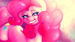 Size: 1920x1080 | Tagged: safe, artist:kelisah, pinkie pie, earth pony, pony, bedroom eyes, female, mare, pink coat, pink mane, solo