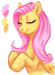 Size: 400x541 | Tagged: safe, artist:dorinas-art, fluttershy, pegasus, pony, female, mare, pink mane, solo, yellow coat