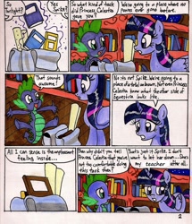 Size: 829x964 | Tagged: safe, artist:newyorkx3, derpibooru import, spike, twilight sparkle, twilight sparkle (alicorn), alicorn, dragon, pony, comic:twilight and the big city, comic, female, mare, traditional art