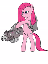 Size: 1636x2181 | Tagged: artist needed, source needed, safe, pinkie pie, earth pony, pony, heavy bolter, pinkamena diane pie, solo, warhammer (game), warhammer 40k