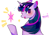 Size: 800x565 | Tagged: safe, artist:byam, derpibooru import, twilight sparkle, pony, unicorn, female, mare, multicolored mane, purple coat, solo