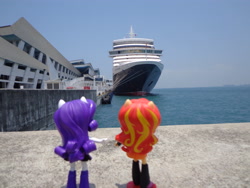 Size: 4608x3456 | Tagged: safe, rarity, sunset shimmer, equestria girls, cruise ship, doll, equestria girls minis, eqventures of the minis, singapore, toy