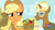 Size: 640x355 | Tagged: safe, screencap, applejack, trenderhoof, earth pony, pony, simple ways, meme, skunk stripe, youtube caption