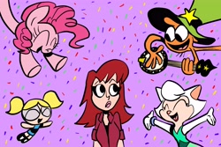 Size: 4500x3000 | Tagged: safe, artist:joeywaggoner, pinkie pie, earth pony, pony, absurd resolution, bubbles (powerpuff girls), cats don't dance, cute, lauren faust, sawyer, the powerpuff girls, wander (wander over yonder), wander over yonder