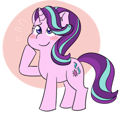 Size: 984x896 | Tagged: safe, artist:winterwithers, starlight glimmer, pony, unicorn, abstract background, blushing, colored pupils, cute, ear fluff, female, glimmerbetes, mare, solo