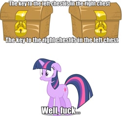 Size: 921x878 | Tagged: safe, derpibooru import, twilight sparkle, caption, chest, floppy ears, image macro, key, logic in the comments, paradox, vulgar