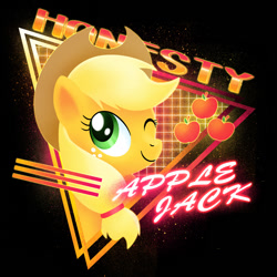 Size: 600x600 | Tagged: safe, artist:steveholt, applejack, earth pony, pony, 80s, female, mare, solo