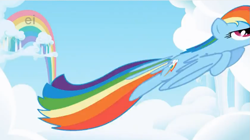 Size: 837x468 | Tagged: safe, derpibooru import, screencap, rainbow dash, pegasus, pony, cloud, cloudy, flying, great moments in animation, intro, opening, smear frame, solo, theme song, wat