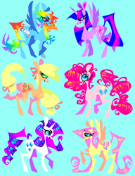 Size: 553x719 | Tagged: safe, artist:njeekyo, derpibooru import, applejack, fluttershy, pinkie pie, rainbow dash, rarity, twilight sparkle, twilight sparkle (alicorn), alicorn, earth pony, pegasus, pony, unicorn, female, mane six, mare