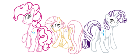 Size: 1400x600 | Tagged: safe, artist:sotoco, fluttershy, pinkie pie, rarity, earth pony, pegasus, pony, unicorn, plot, plotline