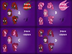 Size: 8000x6000 | Tagged: safe, artist:hosendamaru, pinkie pie, earth pony, pony, absurd resolution, carnage, colored, crossover, marvel, reference sheet, spider-man, symbiote, symbiote pony