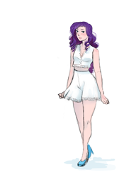 Size: 1280x1757 | Tagged: safe, artist:demdoodles, rarity, human, clothes, humanized, midriff, skirt, solo