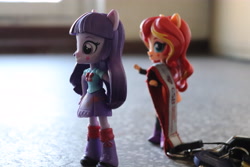 Size: 6000x4000 | Tagged: safe, artist:artofmagicpoland, sunset shimmer, twilight sparkle, equestria girls, about to run, doll, equestria girls minis, female, lesbian, shipping, stealing, sunsetsparkle, toy