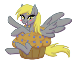 Size: 250x228 | Tagged: safe, artist:katkathasahathat, derpy hooves, pegasus, pony, cute, food, muffin, simple background, solo, transparent background