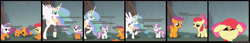 Size: 4350x750 | Tagged: safe, artist:ivanpqwerty, apple bloom, princess celestia, scootaloo, sweetie belle, alicorn, pony, comic, cutie mark crusaders, dialogue, implied foalcon