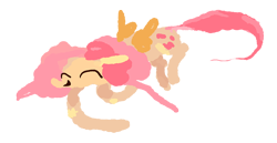 Size: 1200x621 | Tagged: safe, artist:cutebrows, fluttershy, pegasus, pony, eyes closed, female, flying, mare, simple background, smiling, solo, white background, wings