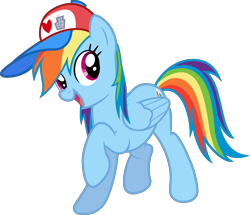 Size: 14934x12838 | Tagged: safe, artist:xhalesx, derpibooru import, rainbow dash, pegasus, pony, rarity takes manehattan, absurd resolution, baseball cap, hat, raised hoof, simple background, solo, transparent background, vector