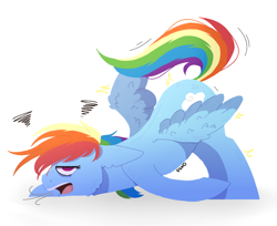 Size: 1080x880 | Tagged: safe, artist:dino_horse, derpibooru import, rainbow dash, pegasus, pony, ass up, atg 2018, exhausted, face down ass up, newbie artist training grounds, simple background, solo