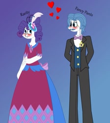 Size: 845x945 | Tagged: safe, artist:lovesdrawing721, fancypants, rarity, equestria girls, clothes, dress, equestria girls-ified, female, gala dress, humanized, male, raripants, shipping, straight