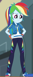 Size: 277x641 | Tagged: safe, derpibooru import, screencap, rainbow dash, better together, constructive criticism, constructive criticism: rainbow dash, equestria girls, cropped, geode of super speed, magical geodes, solo