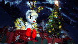 Size: 800x450 | Tagged: safe, artist:powdan, derpy hooves, pegasus, pony, 3d, animated, christmas, christmas lights, christmas stocking, christmas tree, cute, female, gif, gmod, mare, present, rudolph the red nosed reindeer, snow, snowfall, snowman, tree