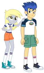 Size: 1500x2506 | Tagged: safe, artist:sketchmcreations, derpy hooves, flash sentry, equestria girls, legend of everfree, clothes, comforting, converse, shoes, shorts, simple background, socks, transparent background, vector