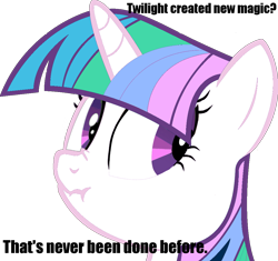 Size: 1090x1024 | Tagged: safe, princess celestia, twilight sparkle, liar face, liarlestia, liarpony, recolor, scrunchy face, text