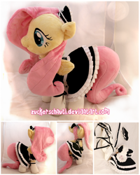 Size: 1024x1280 | Tagged: safe, artist:zuckerschnuti, fluttershy, clothes, irl, maid, photo, plushie, solo