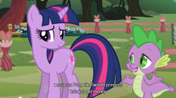 Size: 640x355 | Tagged: safe, derpibooru import, screencap, spike, twilight sparkle, dragon, magic duel, meme, the legend of zelda, the legend of zelda: twilight princess, youtube caption