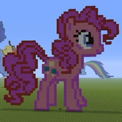 Size: 422x423 | Tagged: safe, pinkie pie, earth pony, pony, female, mare, minecraft, minecraft pixel art, pink coat, pink mane, pixel art