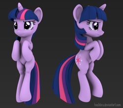 Size: 699x616 | Tagged: safe, artist:hashbro, derpibooru import, twilight sparkle, pony, unicorn, 3d, female, mare, multicolored mane, purple coat, solo