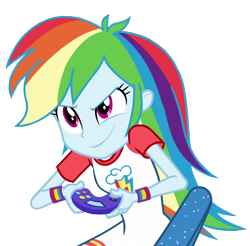 Size: 728x716 | Tagged: safe, artist:mlpcreativelab, derpibooru import, rainbow dash, equestria girls, rainbow rocks, gamerdash, simple background, solo, transparent background