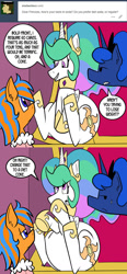 Size: 576x1246 | Tagged: safe, artist:pembroke, princess celestia, princess luna, oc, oc:cold front, alicorn, pony, and that's terrible, bottom heavy, stickluna, thiklestia