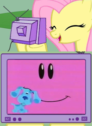 Size: 563x771 | Tagged: safe, fluttershy, pegasus, pony, blue's clues, exploitable meme, face, meme, nick jr., obligatory pony, tv meme