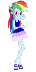 Size: 1140x2250 | Tagged: safe, artist:ilaria122, derpibooru import, rainbow dash, equestria girls, adorasexy, alternate hairstyle, blushing, bracelet, braid, clothes, cute, dashabetes, dress, ear piercing, earring, embarrassed, feet, geode of super speed, high heels, jewelry, legs, magical geodes, necklace, open mouth, piercing, pretty, rainbow dash always dresses in style, sandals, sexy, shoes, simple background, sleeveless, solo, transparent background