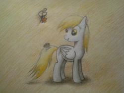 Size: 1000x750 | Tagged: safe, artist:ponystarpony, derpy hooves, pegasus, pony, female, food, mare, muffin, solo, traditional art