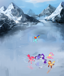 Size: 1100x1300 | Tagged: safe, artist:quizia, derpibooru import, applejack, fluttershy, pinkie pie, rainbow dash, rarity, twilight sparkle, twilight sparkle (alicorn), alicorn, earth pony, pegasus, pony, unicorn, female, mane six, mare