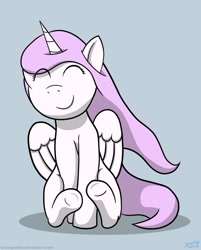 Size: 801x996 | Tagged: safe, artist:bluesparkks, princess celestia, alicorn, pony, filly, simple background, sitting, solo