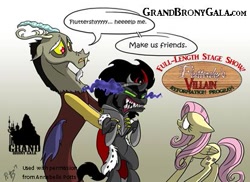 Size: 413x300 | Tagged: safe, artist:assassin-or-shadow, discord, fluttershy, king sombra, pegasus, pony, unicorn, antagonist