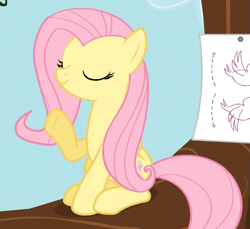 Size: 985x903 | Tagged: safe, screencap, fluttershy, pegasus, pony, daring don't, sitting, solo