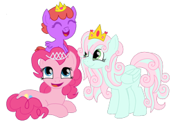 Size: 856x602 | Tagged: safe, artist:ponkee, pinkie pie, oc, earth pony, pegasus, pony, duo, female, mare