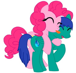 Size: 1599x1544 | Tagged: safe, artist:ponkee, pinkie pie, oc, earth pony, pegasus, pony, duo, female, mare