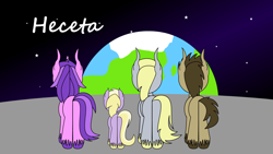 Size: 1920x1080 | Tagged: safe, artist:dinkyuniverse, amethyst star, derpy hooves, dinky hooves, doctor whooves, sparkler, pegasus, pony, female, mare, moon, planet, space, stars, thumbnail